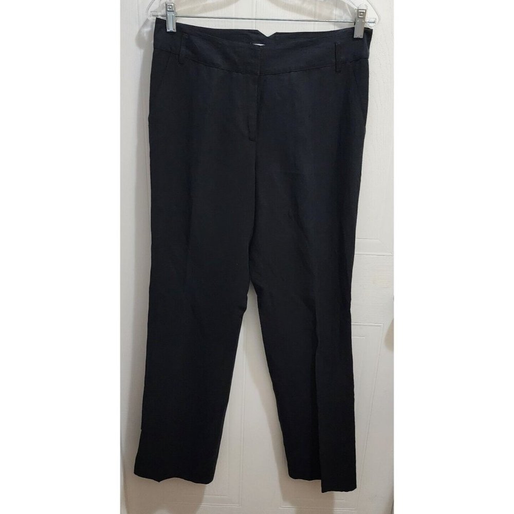 Emanuel Ungaro Women's Trouser Pants Flat‎ Front Silk/Linen Blend Black Size 8